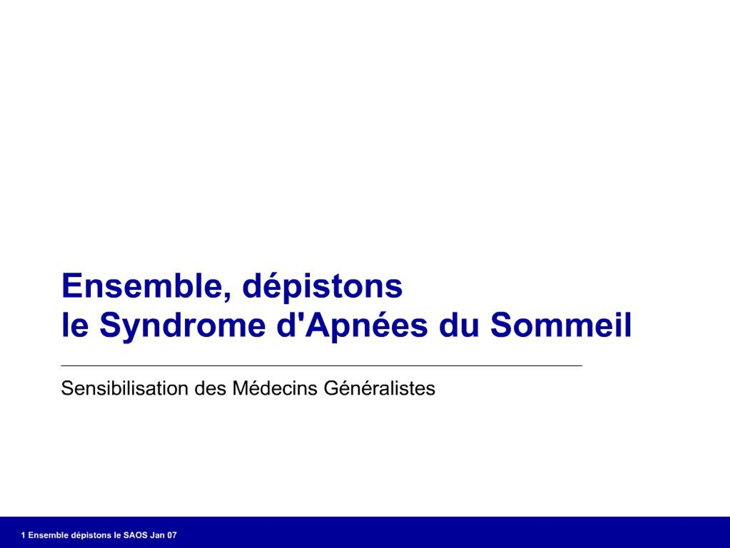 PPT - Ensemble, d pistons le Syndrome dApn es du Sommeil PowerPoint ...