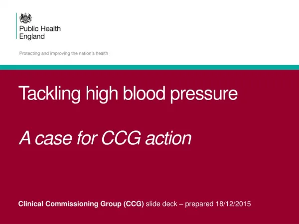 Tackling high blood pressure A case for CCG action