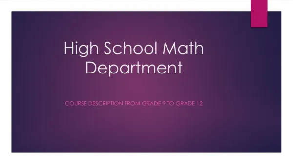 High School Math Department