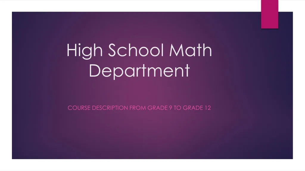 high school math department