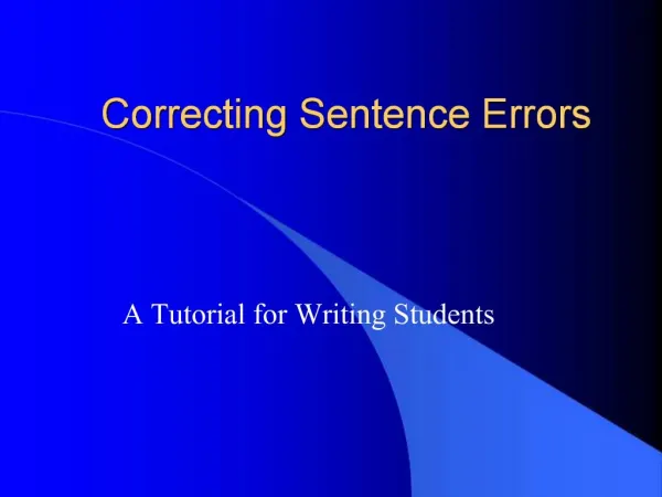 Correcting Sentence Errors