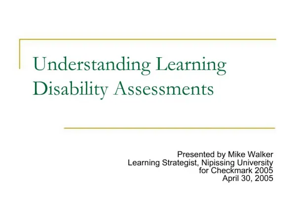 Understanding Learning Disability Assessments