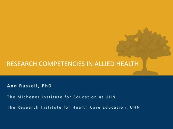 RESEARCH COMPETENCIES IN ALLIED HEALTH