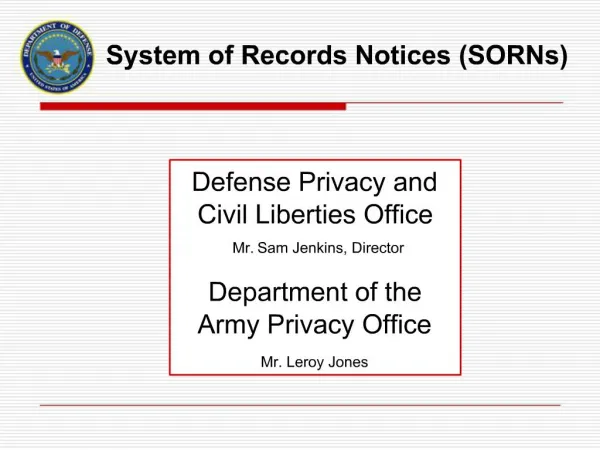System of Records Notices SORNs