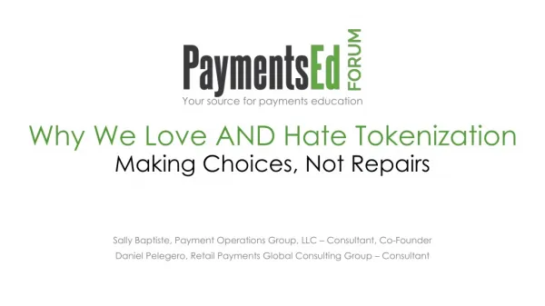 Why We Love AND Hate Tokenization Making Choices, Not Repairs