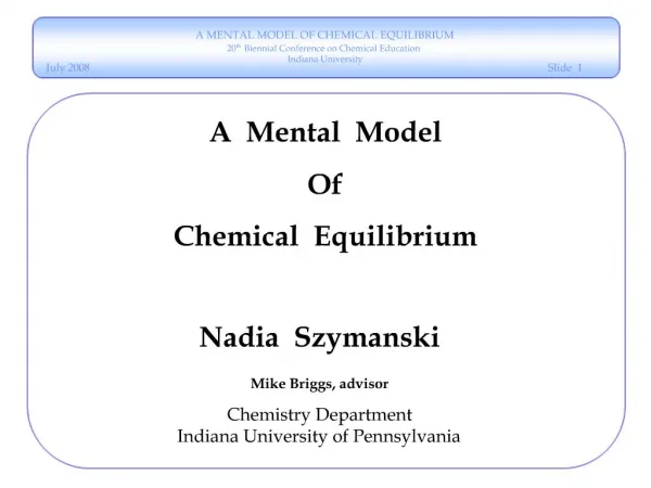 A Mental Model Of Chemical Equilibrium