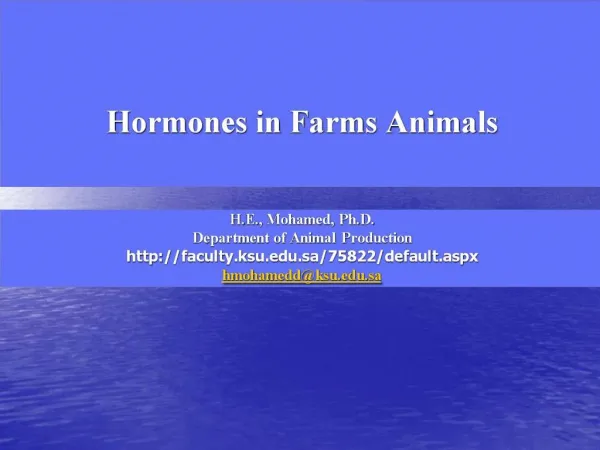 Hormones in Farms Animals