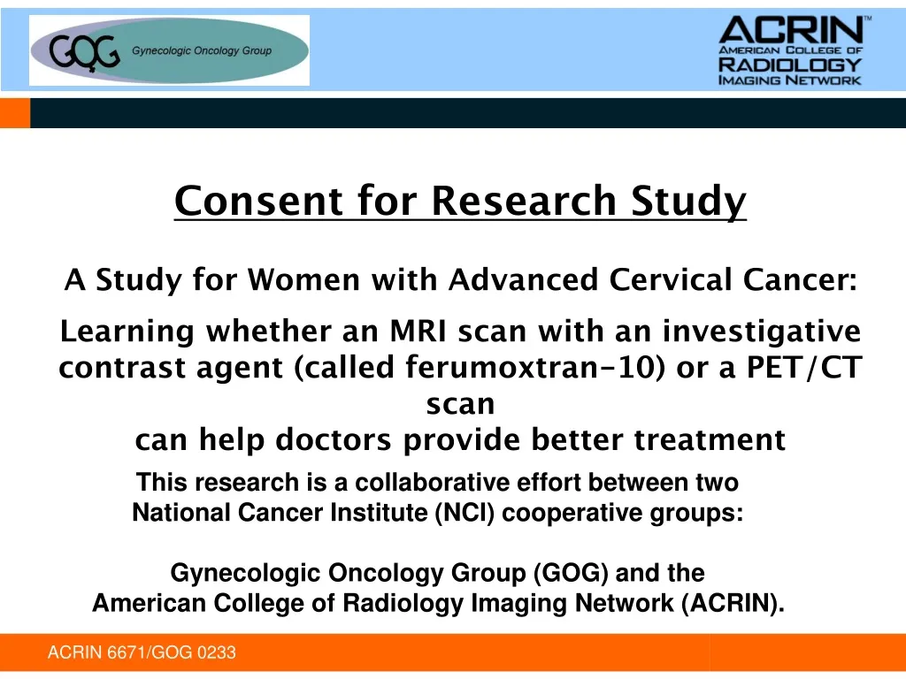 consent for research study a study for women with