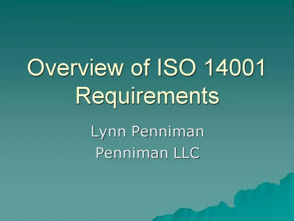Overview of ISO 14001 Requirements