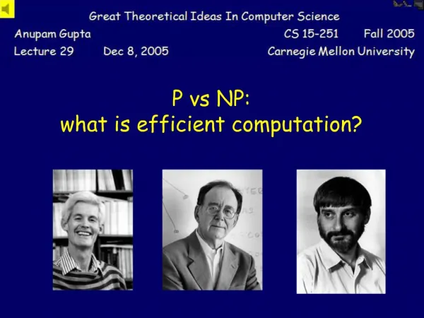 P vs NP: what is efficient computation