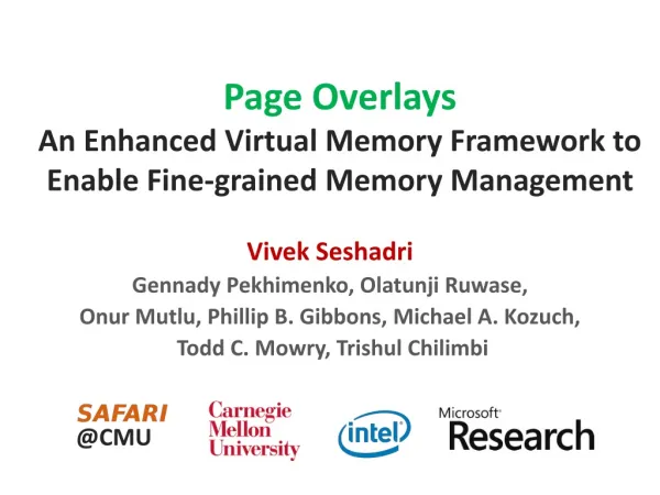 Page Overlays An Enhanced Virtual Memory Framework to Enable Fine-grained Memory Management