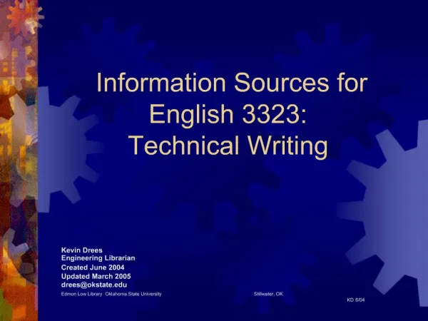 Information Sources for English 3323: Technical Writing
