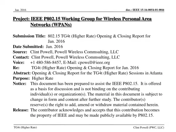 project ieee p802 15 working group for wireless