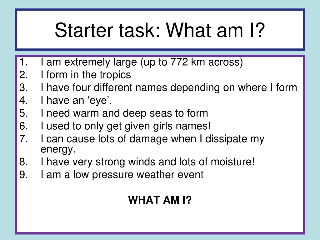 starter task what am i