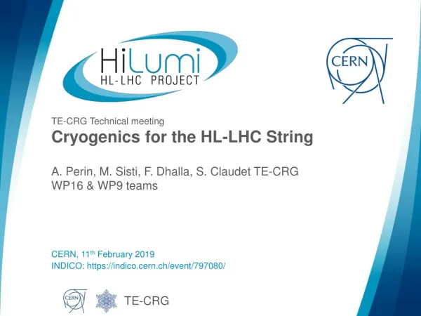 TE-CRG Technical meeting Cryogenics for the HL-LHC String