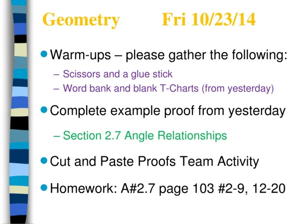 Geometry		Fri 10/23/14