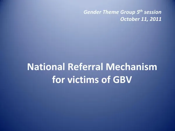 Gender Theme Group 5th session October 11, 2011