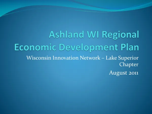 Ashland WI Regional Economic Development Plan