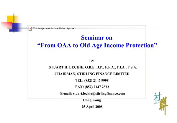 Seminar on From OAA to Old Age Income Protection