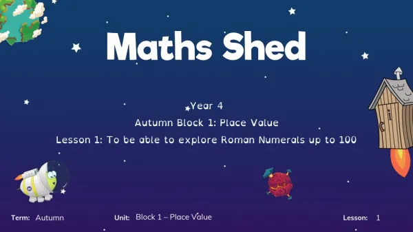 Year 4 Autumn Block 1: Place Value Lesson 1: To be able to explore Roman Numerals up to 100
