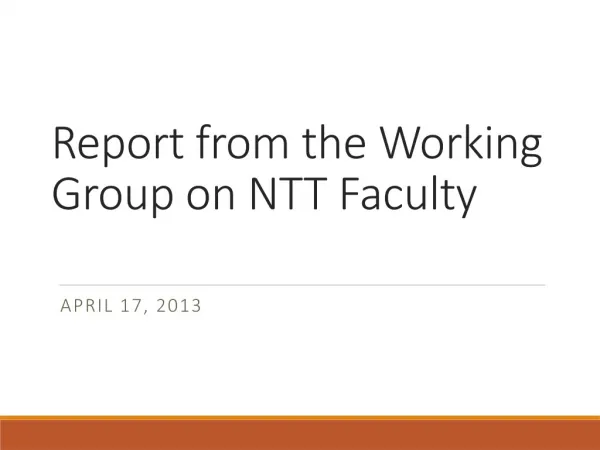Report from the Working Group on NTT Faculty