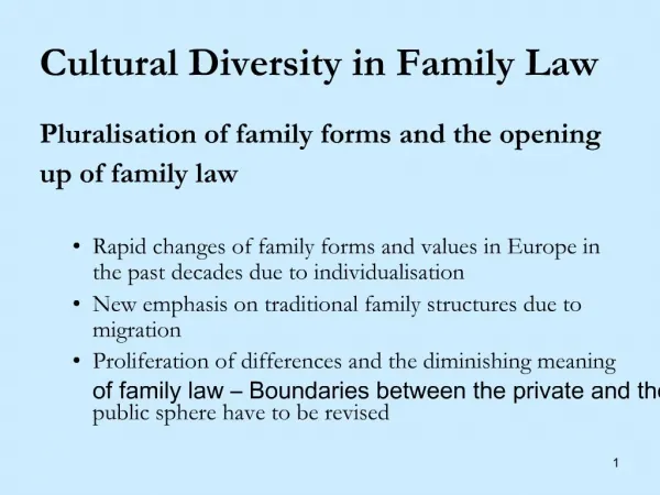 Cultural Diversity in Family Law