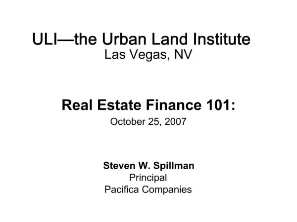 ULI the Urban Land Institute Las Vegas, NV