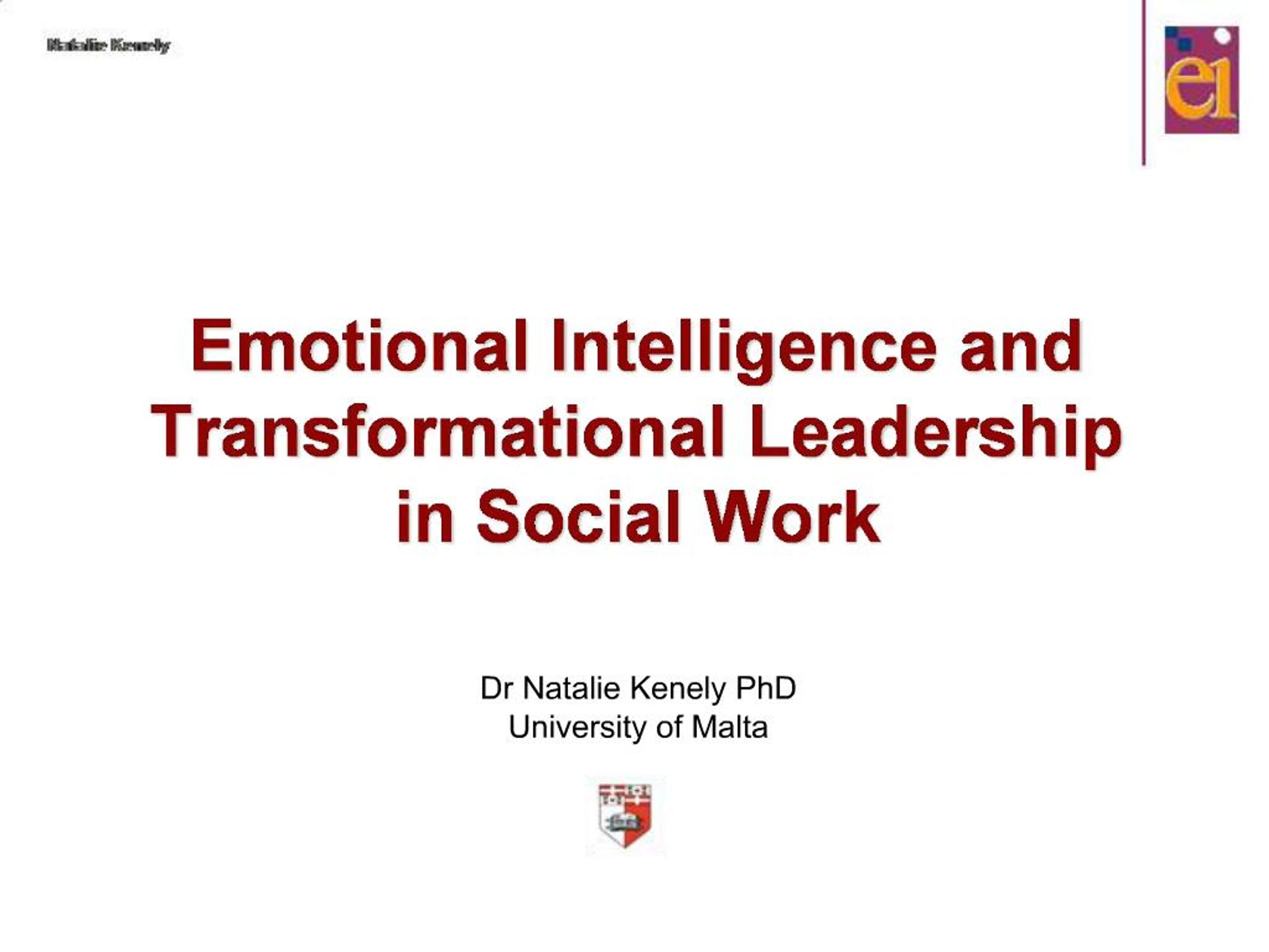 PPT - Emotional Intelligence and Transformational Leadership in Social ...