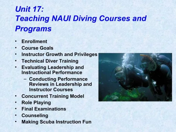 Unit 17: Teaching NAUI Diving Courses and Programs