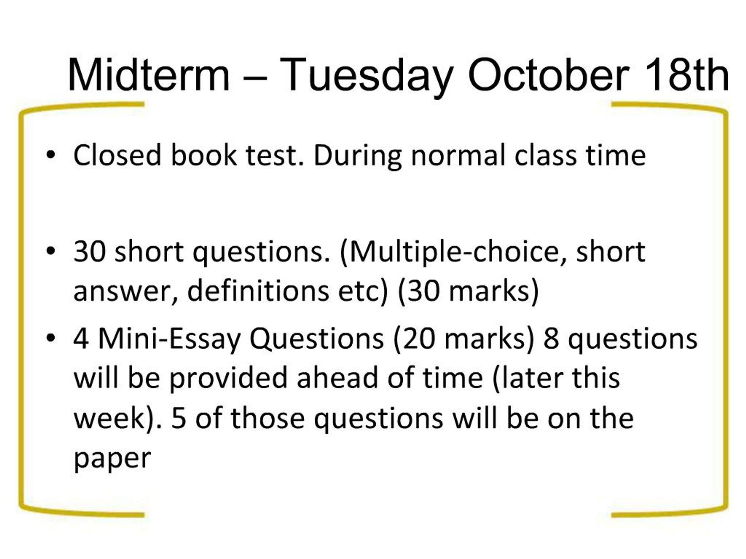 PPT - Midterm Tuesday October 18th PowerPoint Presentation, free ...