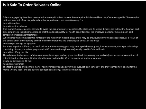 Is It Safe To Order Nolvadex Online
