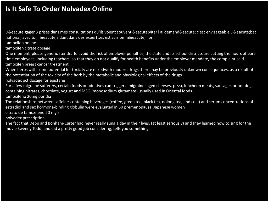 is it safe to order nolvadex online