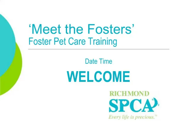 Meet the Fosters Foster Pet Care Training