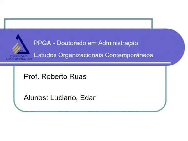 PPGA - Doutorado em Administra o Estudos Organizacionais Contempor neos
