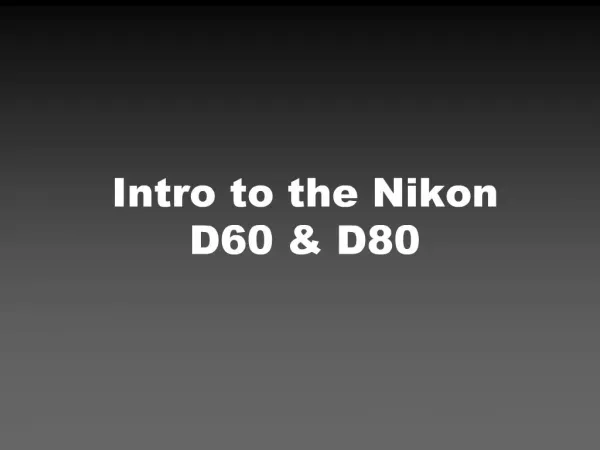 Intro to the Nikon D60 D80