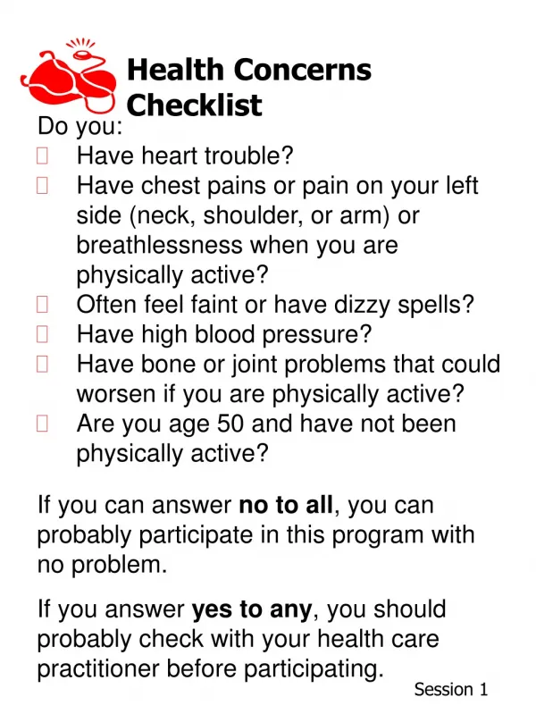 Health Concerns Checklist