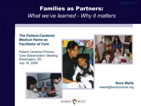 Family Voices putting families at the center of children s health care