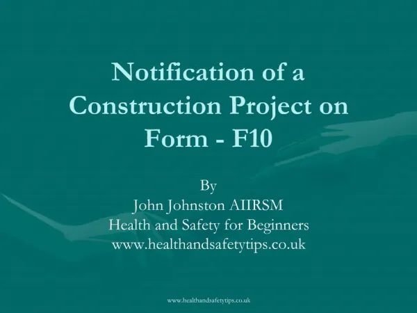 Notification of a Construction Project on Form - F10
