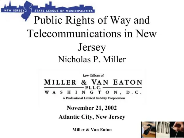 Public Rights of Way and Telecommunications in New Jersey
