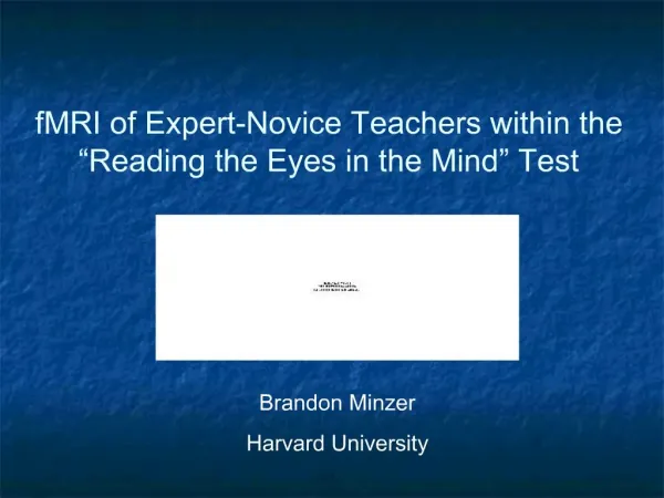 FMRI of Expert-Novice Teachers within the Reading the Eyes in the Mind Test