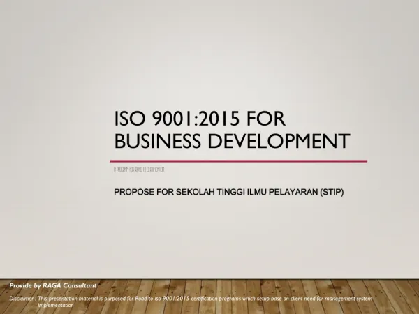 ISO 9001:2015 FOR BUSINESS DEVELOPMENT