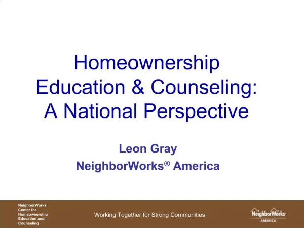 Homeownership Education Counseling: A National Perspective