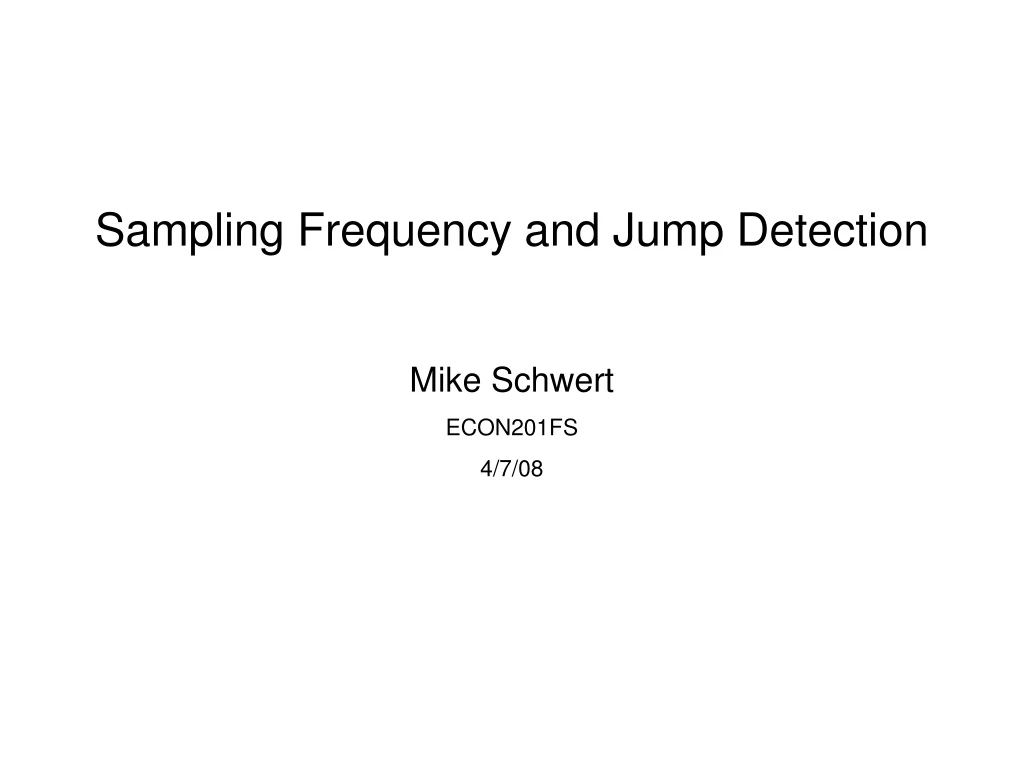 sampling frequency and jump detection mike