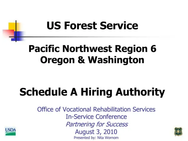 US Forest Service Pacific Northwest Region 6 Oregon Washington Schedule A Hiring Authority