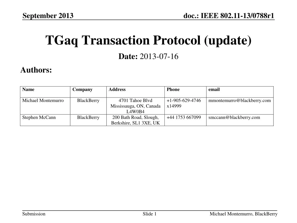 tgaq transaction protocol update