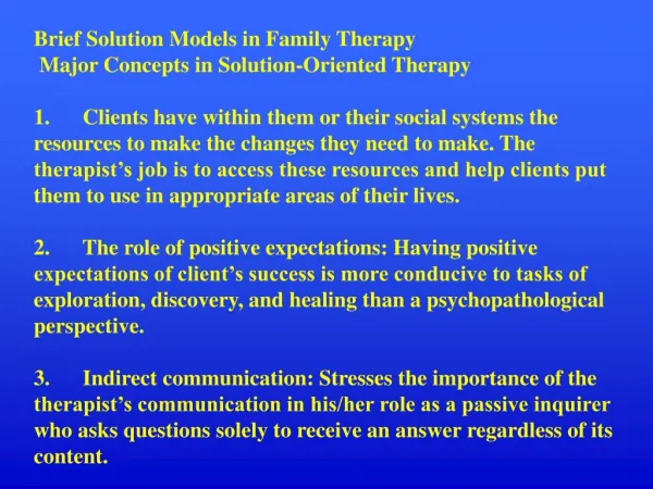 Brief Solution Models in Family Therapy  Major Concepts in Solution-Oriented Therapy