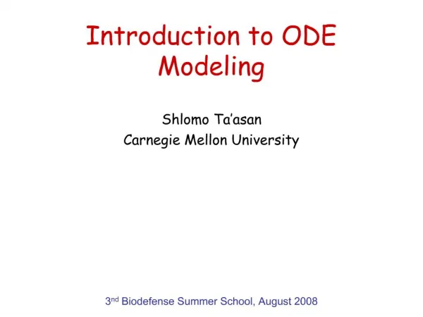 Introduction to ODE Modeling