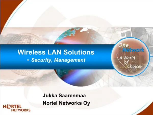 Wireless LAN Solutions - Security, Management