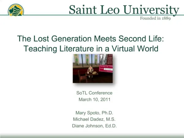 The Lost Generation Meets Second Life: Teaching Literature in a Virtual World