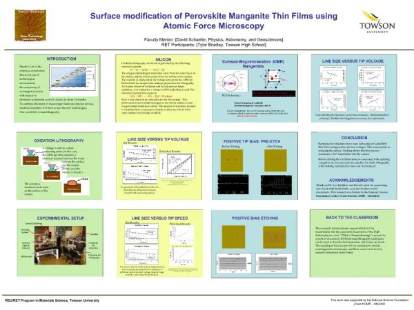 Surface modification of Perovskite Manganite Thin Films using Atomic Force Microscopy Faculty Mentor: [David Schaefer,